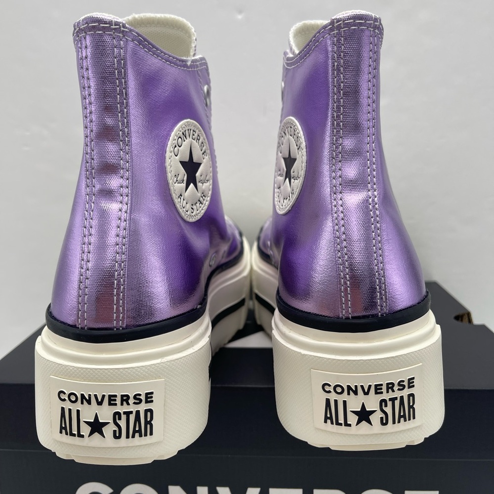 Converse CTAS Lift Double Stack Hi Metallic Lilac Lavender Platform High Top - Picture 12 of 16